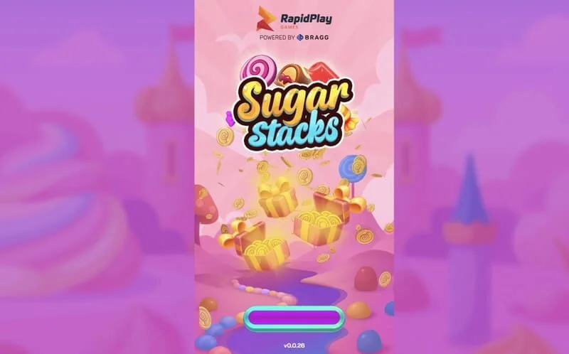 Sugar Stacks - opstartsskærm med RapidPlay Games' logo
