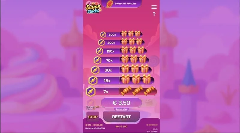 Sugar Stacks - en stor gevinst efter cash-out på tårnets øverste niveau